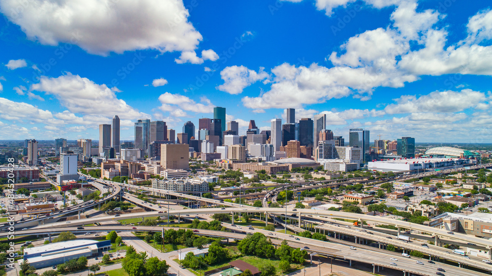 Houston, Texas, USA Drone Skyline Aerial - obrazy, fototapety, plakaty 