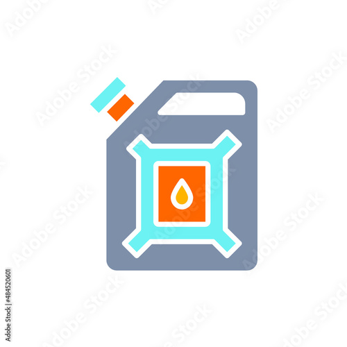 Vector oil gallon, gasoline canister, petrol jerrican white line icon.