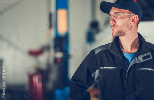 Caucasian Automotive Car Service Technician Portrait