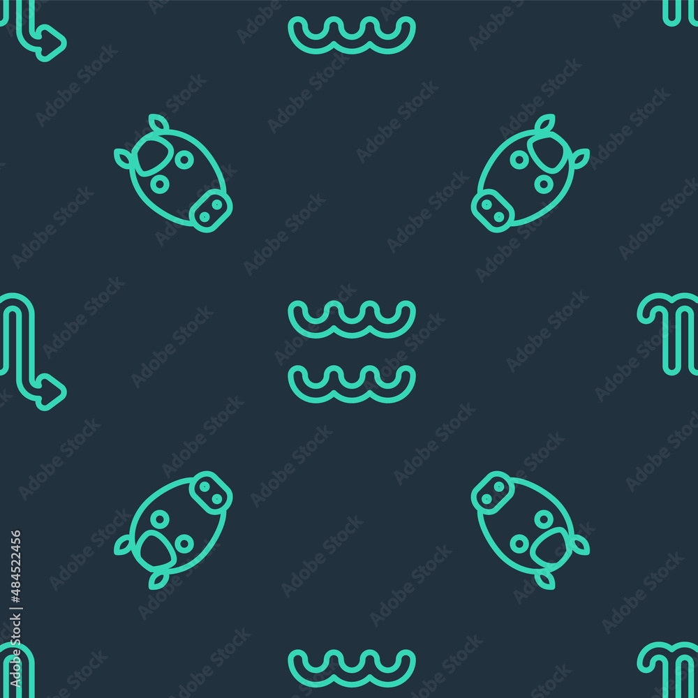 Set line Aquarius zodiac, Horse and Scorpio on seamless pattern. Vector Set line Aquarius zodiac, Horse and Scorpio on seamless pattern. Vector