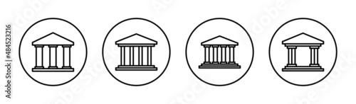 Bank icons set. Bank sign and symbol, museum, university