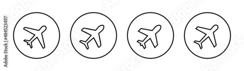 Plane icons set. Airplane sign and symbol. Flight transport symbol. Travel sign. aeroplane