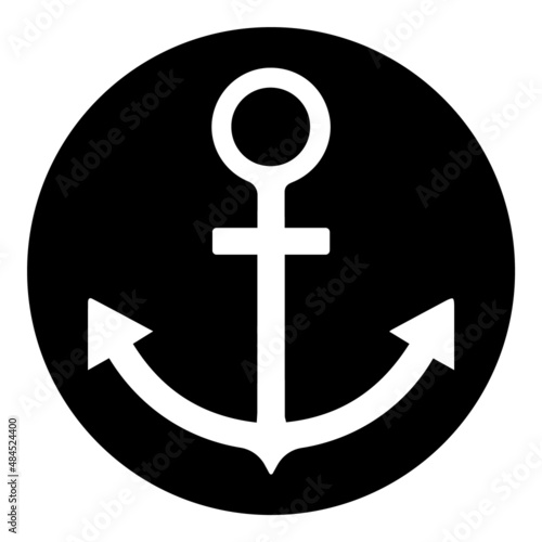 Ship Anchor Flat Icon Isolated On White Background