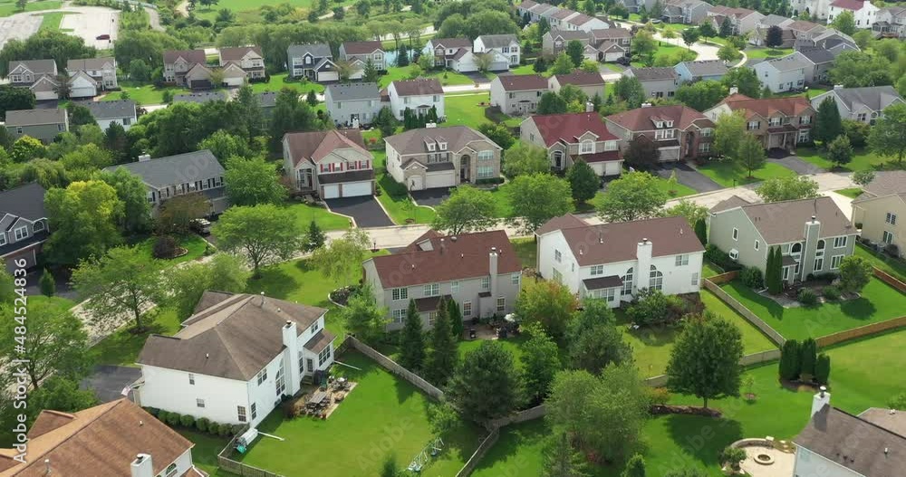 Aerial view of an upscale neighborhood in summer Aerial view of an upscale neighborhood in summer
