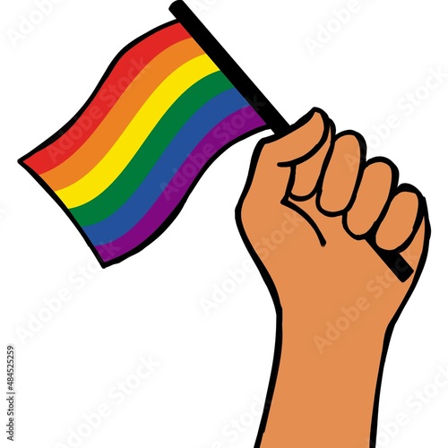 poc hand holding LGBTQ+ flag