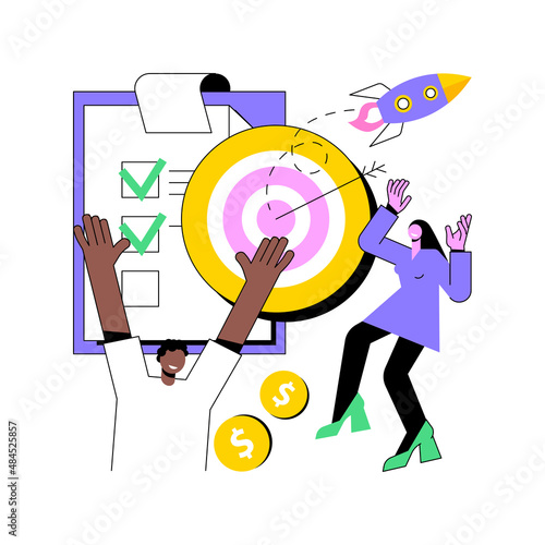 Project closure abstract concept vector illustration. Project closing process, acceptance of deliverables, stakeholder final approval, meet budget and deadline, gather feedback abstract metaphor.