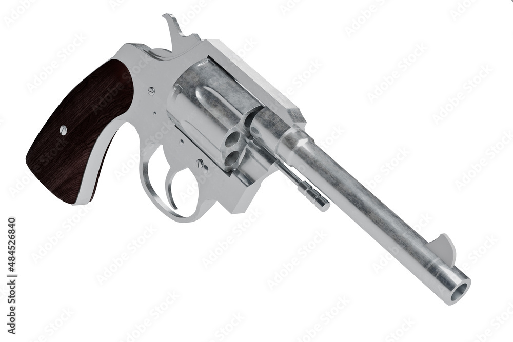 3d model of a revolver isolated on white background