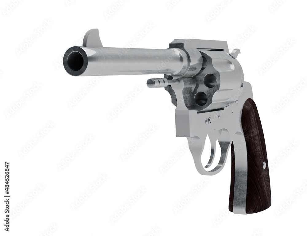 3d model of a revolver isolated on white background