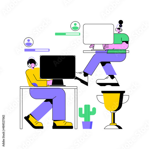 Office esport competition abstract concept vector illustration. Video game tournament, office fun, team competition, best player, battle arena, internet live streaming abstract metaphor.