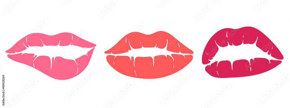 Woman lips red lipstick kiss prints, lip kisses elements. Sexy and glamour woman lips. Set of woman lips. Make up and fashion. Vector drawings. Woman lips red lipstick kiss prints, lip kisses elements. Sexy and glamour woman lips. Set of woman lips. Make up and fashion. Vector drawings.