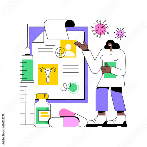 Human papillomavirus treatment abstract concept vector illustration. Human papillomavirus medication, HPV treatment, immune system response, relieve symptoms, removing cells abstract metaphor.
