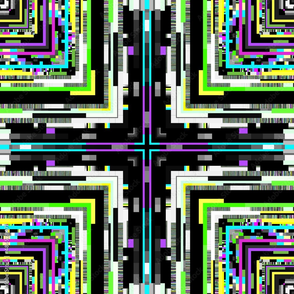 Abstract fractal pattern. Abstract symmetric glitch technology image.