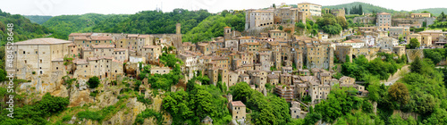 Rooftops of Sorano, an ancient medieval hill town hanging from a tuff stone over the Lente River.