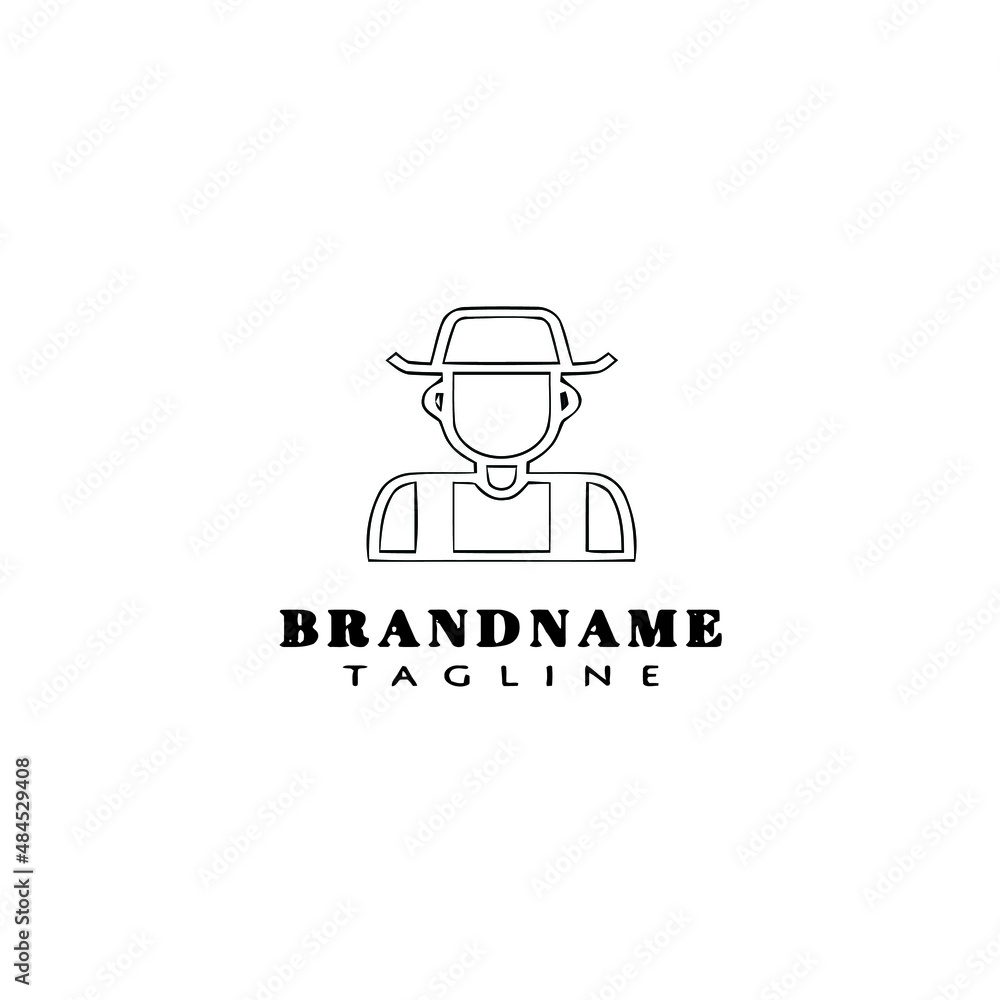 peasant logo cartoon design icon template black isolated vector