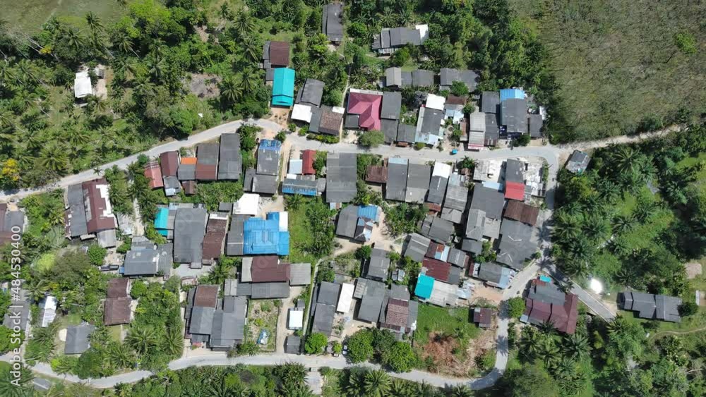 aerial view of countryside in green nature,scroll from right side to left side ,shot from top angel 