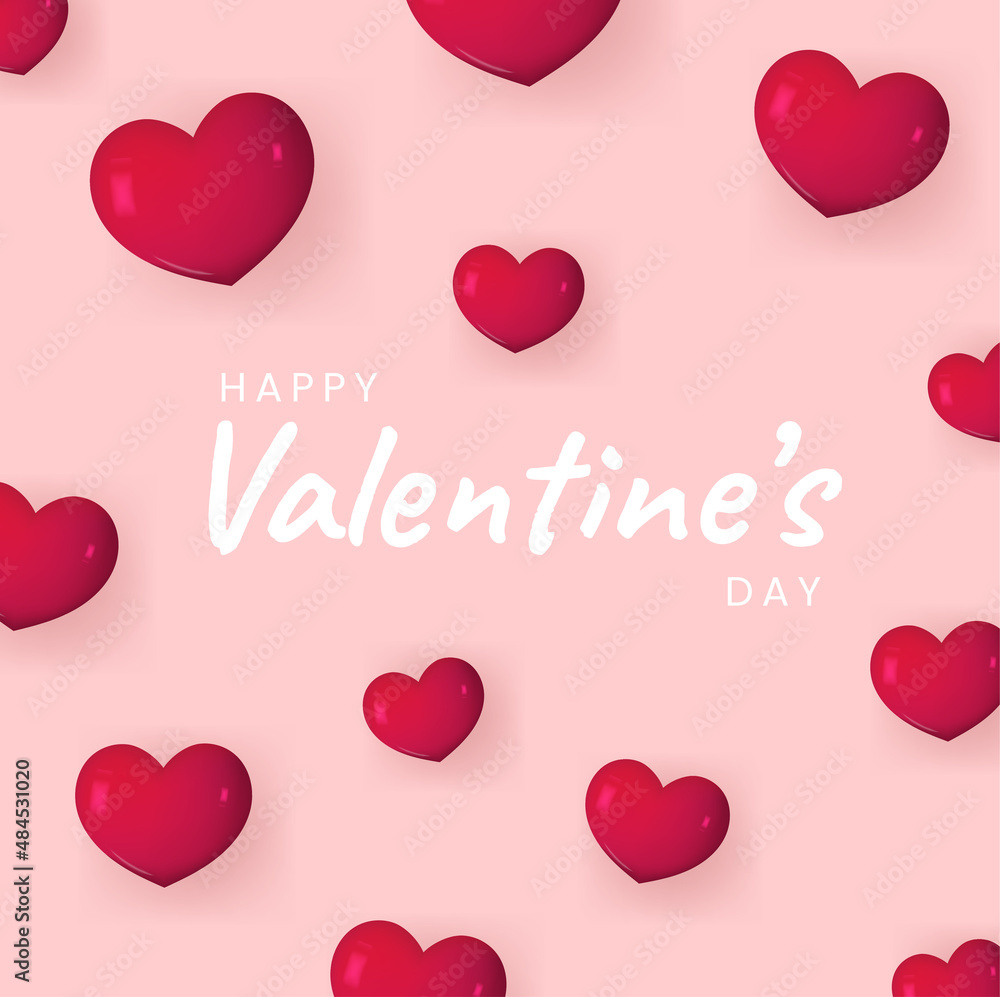 Valentine background with 3d love heart