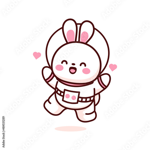 cute bunny with valentine love balloon