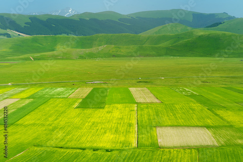 Piano Grande, large karstic plateau of Monti Sibillini mountains and one of the greatest tourist attractions in the area.