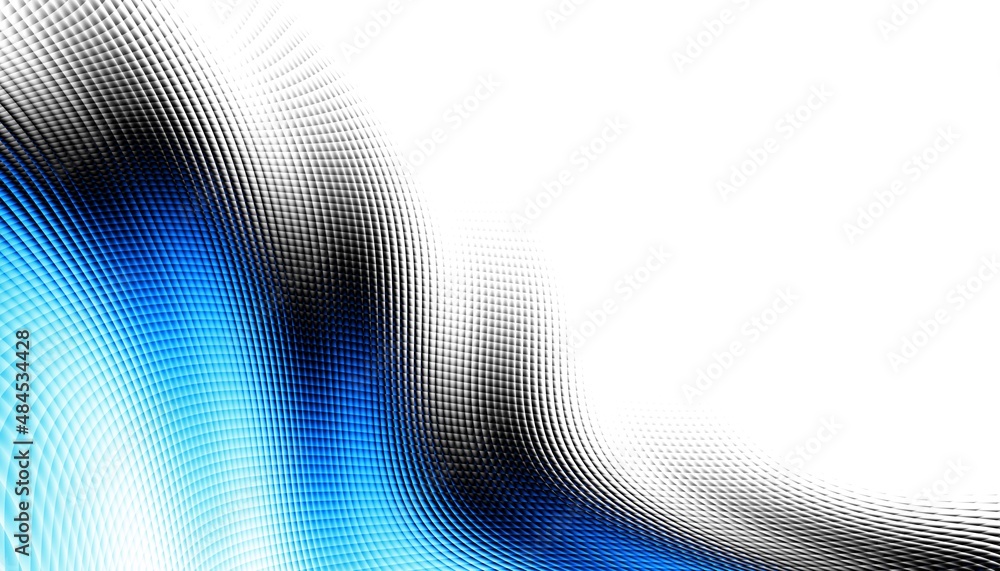 Obraz premium Abstract digital fractal pattern. Horizontal orientation. Expressive curved blue lines on white background.
