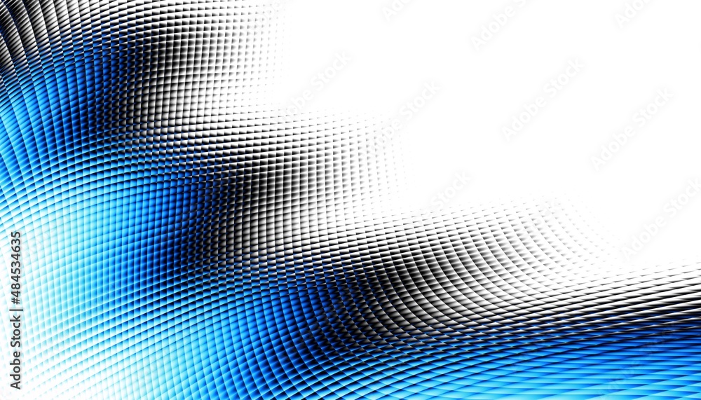 Fototapeta premium Abstract digital fractal pattern. Horizontal orientation. Expressive curved blue lines on white background.