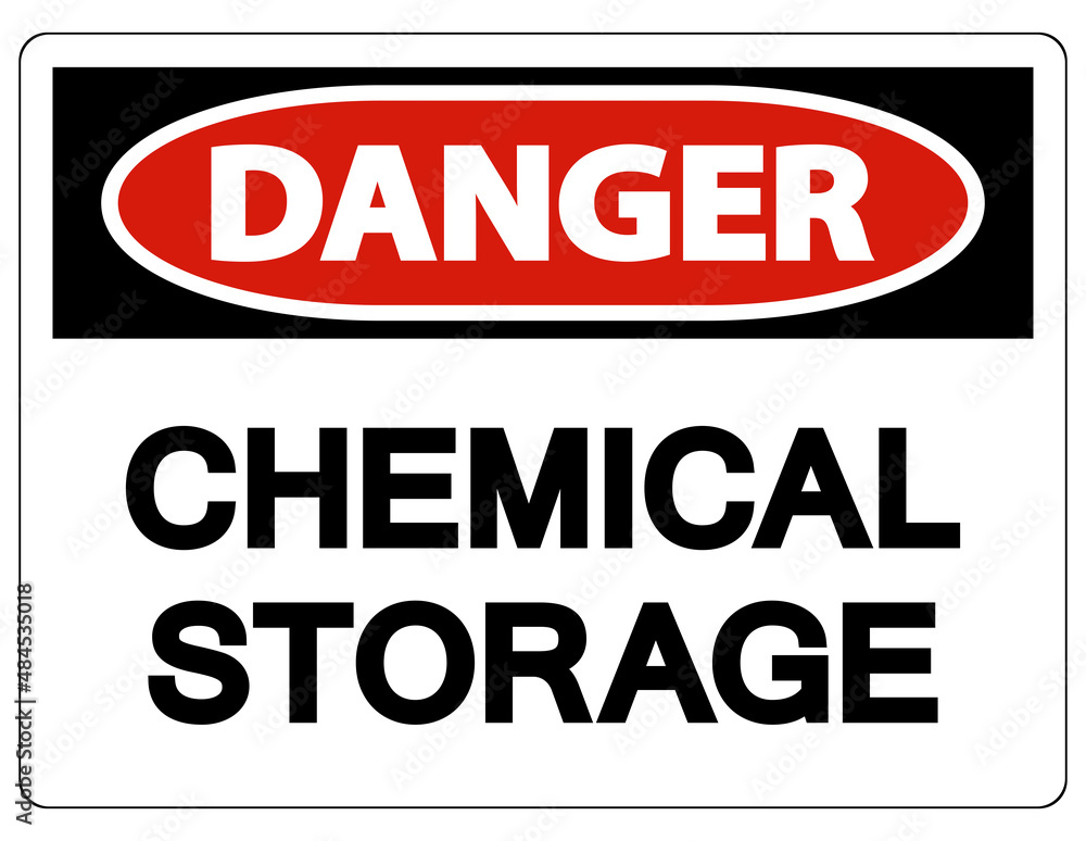 Danger Chemical Storage Sign On White Background Danger Chemical Storage Sign On White Background