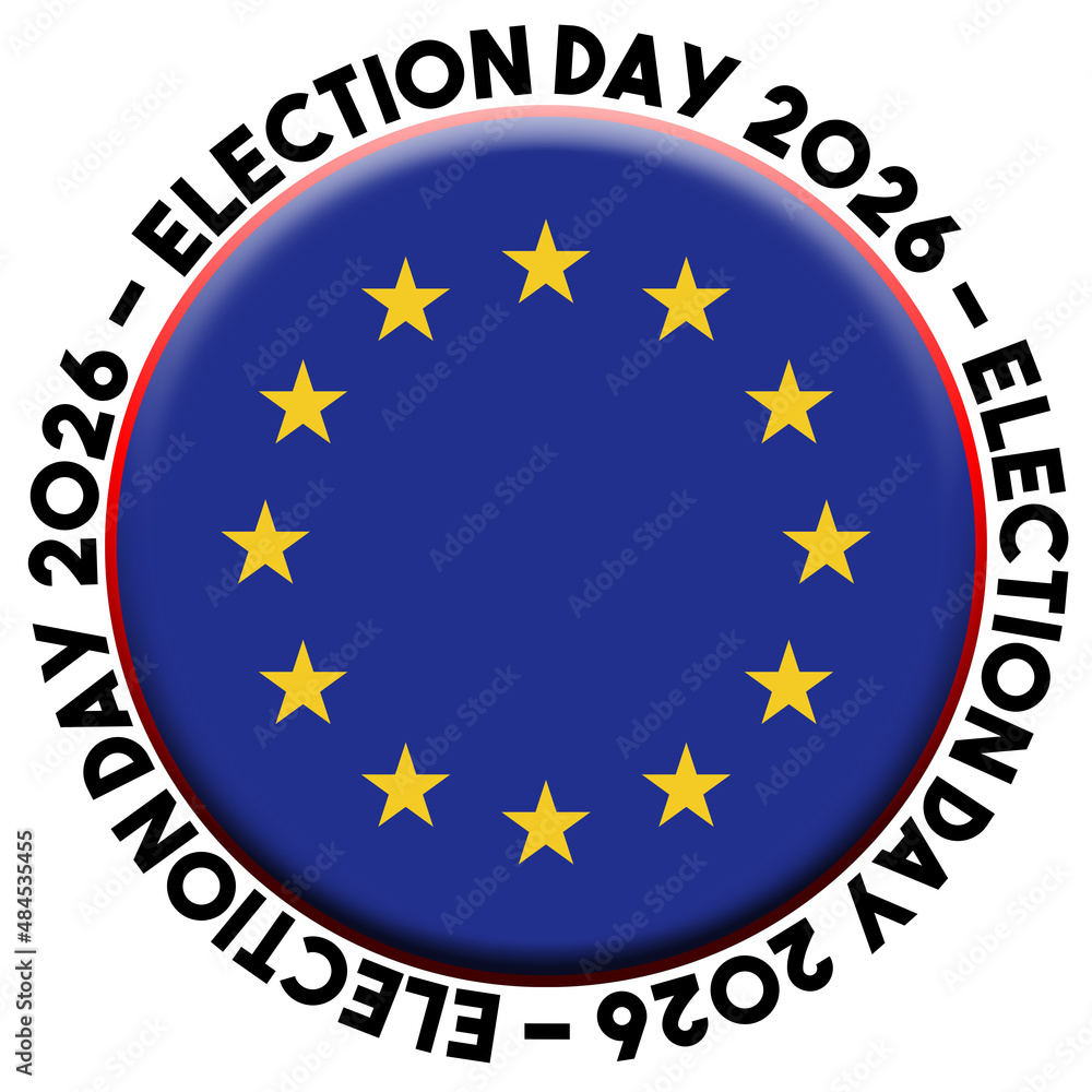 European Union Election Day 2026 Circular Flag Concept - 3D Illustration European Union Election Day 2026 Circular Flag Concept - 3D Illustration