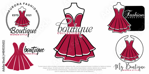 Beautiful dress woman logo simple creative for boutique logo vector