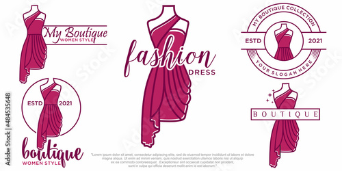 Abstract modern woman fashion icon set logo template suitable for boutique