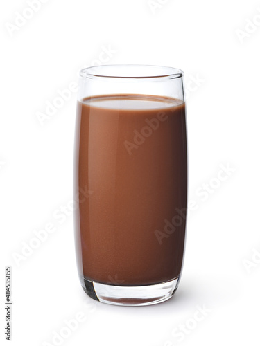 Glass of chocolate drinks isolated on white background. Clipping path