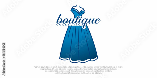 Dress logo design with creative and unique icon of dress