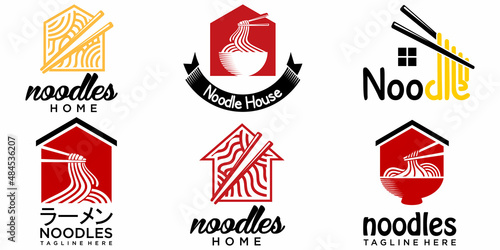 Ramen Noodle House icon set Logo Template