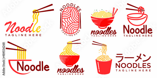 varieties of noodles logo design vector.