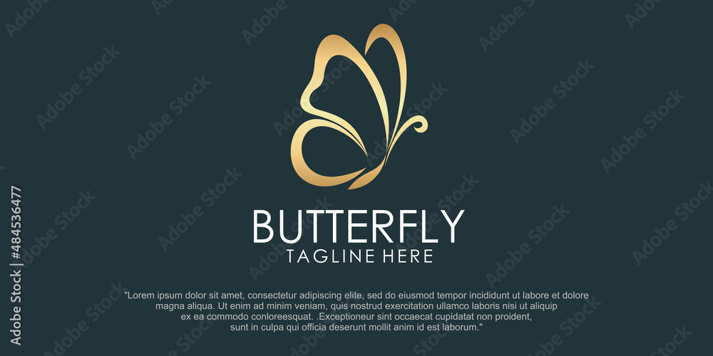 luxury butterfly logo with flat minimalist logo design