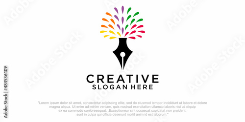 Colorful Pen logo vector, Education logo designs template
