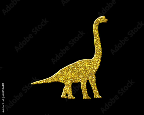 Dinosaur Dino T rex Golden Glitter Icon Logo Symbol illustration