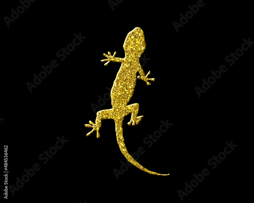 Lizard Gecko reptile Golden Glitter Icon Logo Symbol illustration