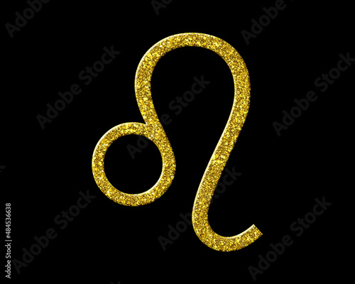 Leo Zodiac Astrology Golden Glitter Icon Logo Symbol illustration