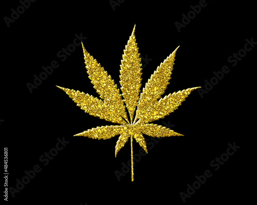 Marijuana Cannabis Pot Golden Glitter Icon Logo Symbol illustration