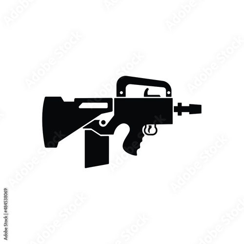 Rifle gun icon vector isolated on white, weapon sign and symbol illustration. photo