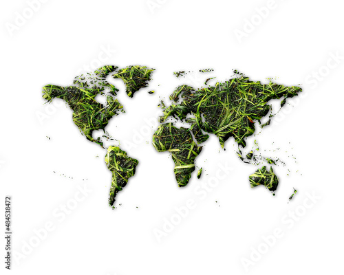 World Map Earth Grass green Logo icon illustration