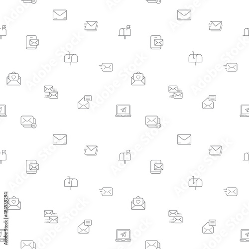 Seamless pattern with mail and letter icon on white background. Included the icons as Envelope, e-mail, Mailbox, essential, contact, newsletter, subscribe And Other Elements.