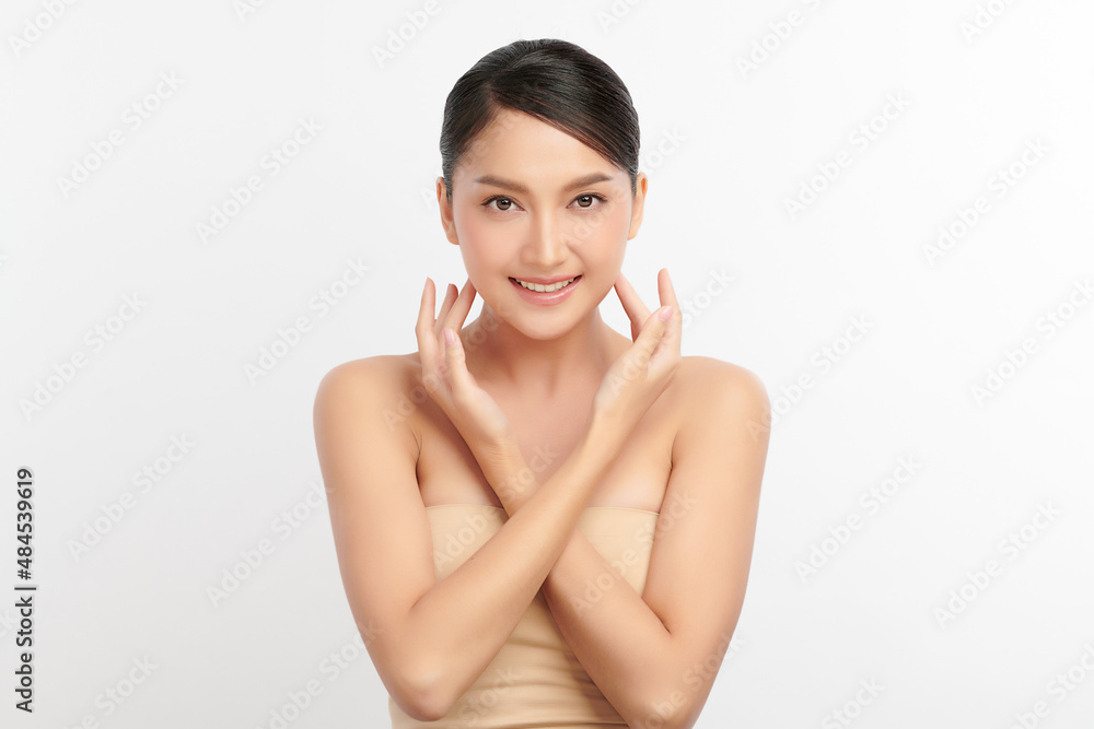 Beautiful young asian woman with clean fresh skin on white background, Face care, Facial treatment, Cosmetology, beauty and spa, Asian women portrait. Beautiful young asian woman with clean fresh skin on white background, Face care, Facial treatment, Cosmetology, beauty and spa, Asian women portrait.