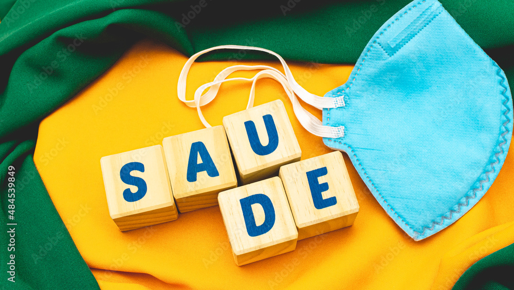 Saúde. A palavra saúde escrita na língua Português do Brasil em cubos ...