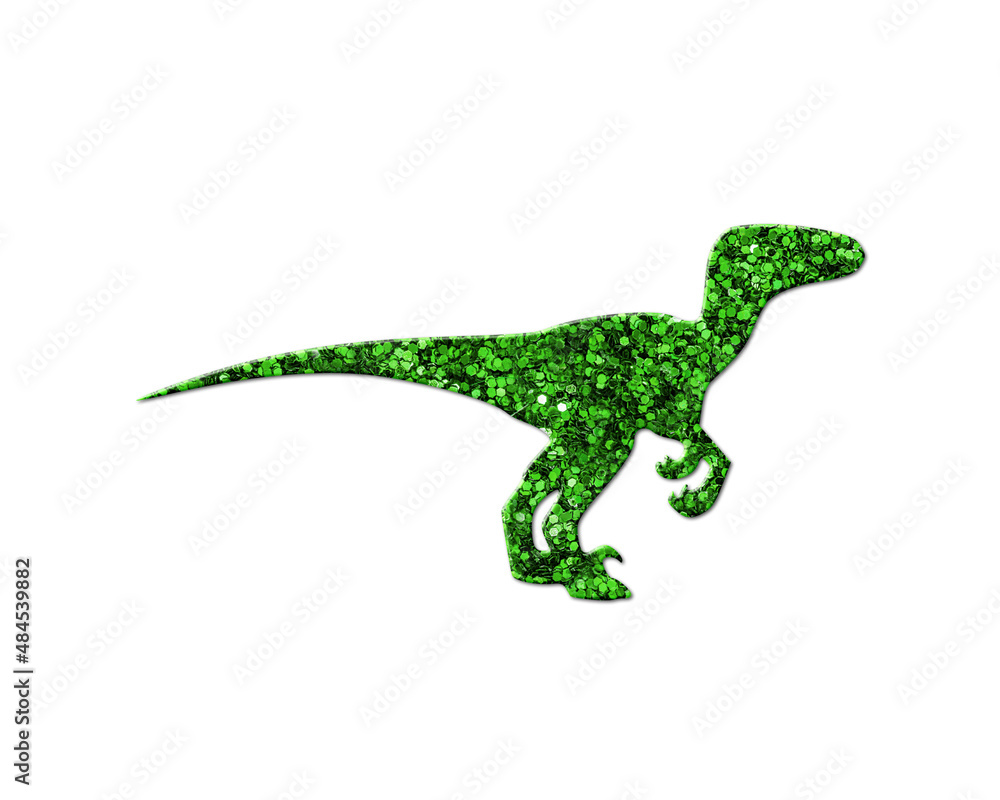 Naklejka premium Dinosaur T rex Dino Green Glitter Icon Logo Symbol illustration