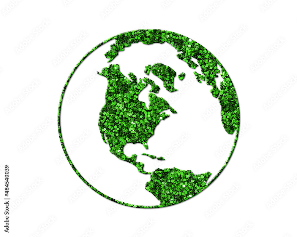 World Map Globe Green Glitter Icon Logo Symbol illustration