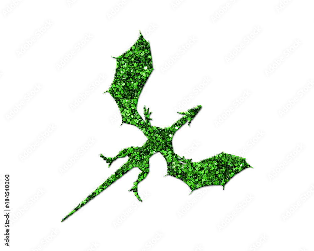 Dragon Animal Green Glitter Icon Logo Symbol illustration