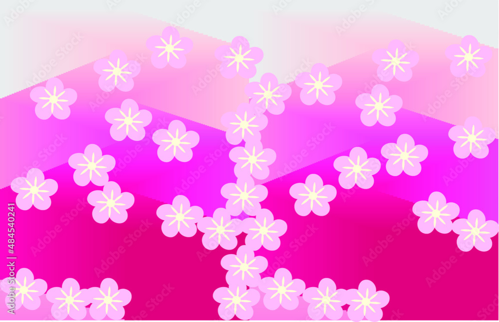 Cherry blossom on pink shades background.