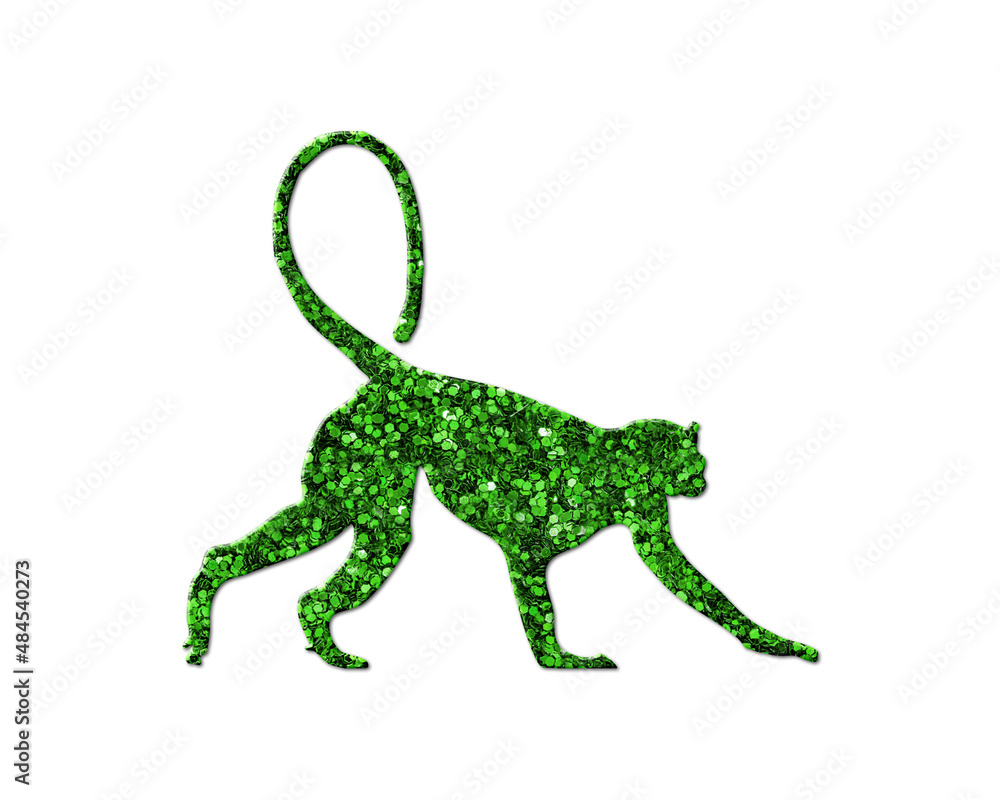 Monkey Chimp Green Glitter Icon Logo Symbol illustration