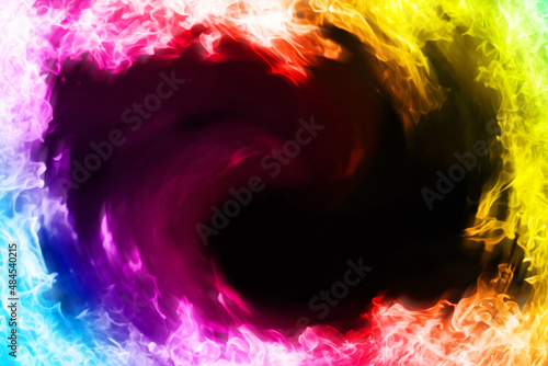 Background image of a rainbow-colored flame frame that burns intensely. photo