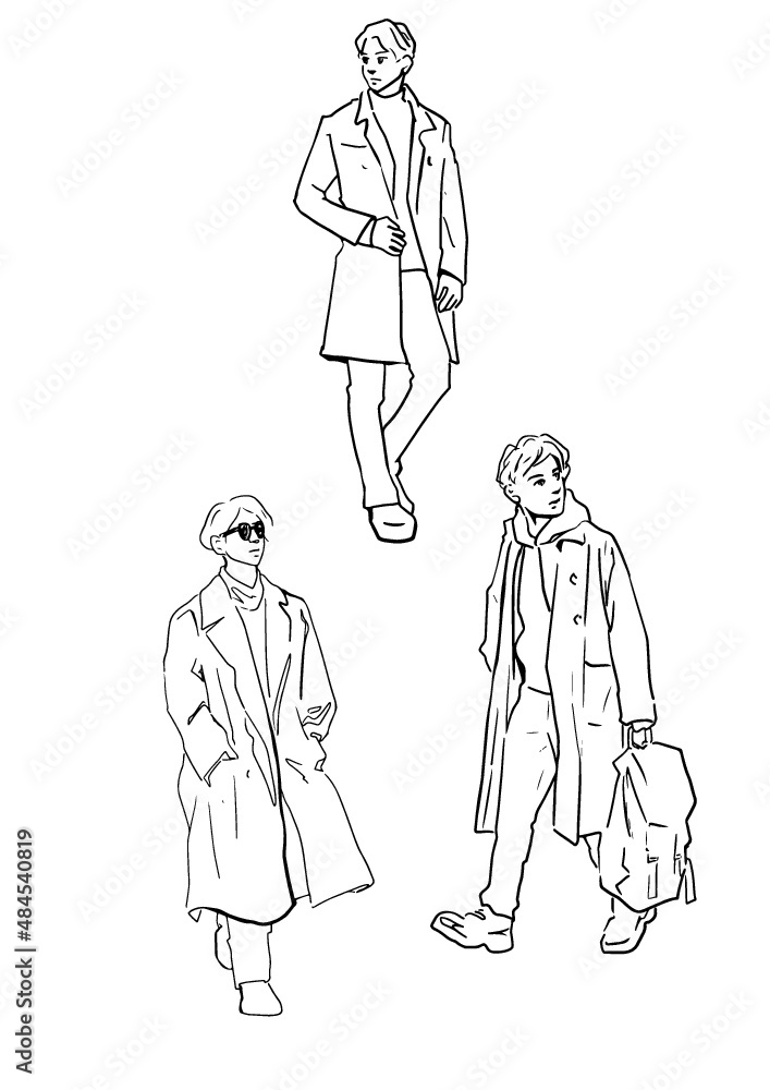 トレンチコートを着た男性 A man in a trench coat go out トレンチコートを着た男性 A man in a trench coat go out